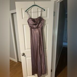 Mia Convertible Dress Shiny Satin Dark Mauve